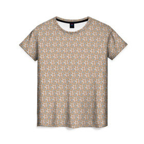 Женская футболка 3D с принтом Лисы узор в Тюмени, 100% полиэфир ( синтетическое хлопкоподобное полотно) | прямой крой, круглый вырез горловины, длина до линии бедер | Тематика изображения на принте: лисички | лисы | паттерн | текстура | узор