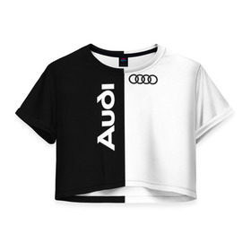 Женская футболка 3D укороченная с принтом Audi в Тюмени, 100% полиэстер | круглая горловина, длина футболки до линии талии, рукава с отворотами | ауди | кольца | лого