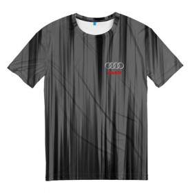 Мужская футболка 3D с принтом AUDI SPORT в Тюмени, 100% полиэфир | прямой крой, круглый вырез горловины, длина до линии бедер | Тематика изображения на принте: audi | ауди | марка | машины