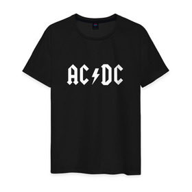 Мужская футболка хлопок с принтом AC/DC в Тюмени, 100% хлопок | прямой крой, круглый вырез горловины, длина до линии бедер, слегка спущенное плечо. | Тематика изображения на принте: ac dc | acdc | high voltage | ангус | металл | рок | фсвс | эй си ди си | эйсидиси | янг