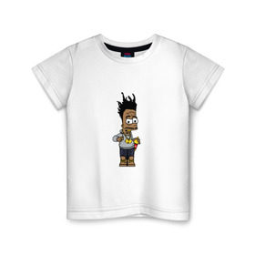 Детская футболка хлопок с принтом Bart ODB в Тюмени, 100% хлопок | круглый вырез горловины, полуприлегающий силуэт, длина до линии бедер | bart | hip hop | method man | ol dirty bastard | rap | rip | rza | simpsons | wu tang clan | барт | ву тэнг | рэп | хип хоп