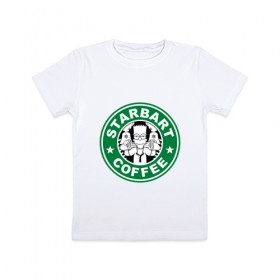 Детская футболка хлопок с принтом Starbart в Тюмени, 100% хлопок | круглый вырез горловины, полуприлегающий силуэт, длина до линии бедер | bart | simpsons | барт | лого | старбакс
