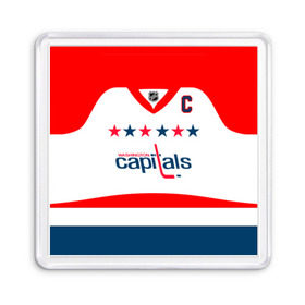 Магнит 55*55 с принтом Ovechkin Washington Capitals White в Тюмени, Пластик | Размер: 65*65 мм; Размер печати: 55*55 мм | овечкин | ови