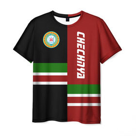 Мужская футболка 3D с принтом CHECHNYA (Чечня) в Тюмени, 100% полиэфир | прямой крой, круглый вырез горловины, длина до линии бедер | Тематика изображения на принте: chechnya | грозный | кавказ | кавказец | кадыров | республика | северный | флаг | чех | чечен | чеченец | чеченка | чеченская | чечня