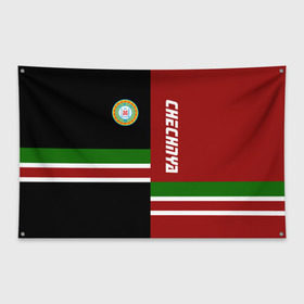 Флаг-баннер с принтом CHECHNYA (Чечня) в Тюмени, 100% полиэстер | размер 67 х 109 см, плотность ткани — 95 г/м2; по краям флага есть четыре люверса для крепления | Тематика изображения на принте: chechnya | грозный | кавказ | кавказец | кадыров | республика | северный | флаг | чех | чечен | чеченец | чеченка | чеченская | чечня