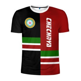 Мужская футболка 3D спортивная с принтом CHECHNYA (Чечня) в Тюмени, 100% полиэстер с улучшенными характеристиками | приталенный силуэт, круглая горловина, широкие плечи, сужается к линии бедра | Тематика изображения на принте: chechnya | грозный | кавказ | кавказец | кадыров | республика | северный | флаг | чех | чечен | чеченец | чеченка | чеченская | чечня