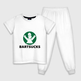 Детская пижама хлопок с принтом Bartsucks в Тюмени, 100% хлопок |  брюки и футболка прямого кроя, без карманов, на брюках мягкая резинка на поясе и по низу штанин
 | bart | homer | simpsons | барт | гомер | старбакс