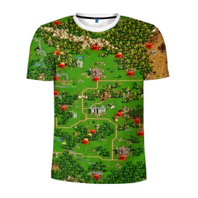 Мужская футболка 3D спортивная с принтом Карта в Тюмени, 100% полиэстер с улучшенными характеристиками | приталенный силуэт, круглая горловина, широкие плечи, сужается к линии бедра | game | heroes | maps | герои | игромания | игры | карты