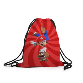 Рюкзак-мешок 3D с принтом Super Mario в Тюмени, 100% полиэстер | плотность ткани — 200 г/м2, размер — 35 х 45 см; лямки — толстые шнурки, застежка на шнуровке, без карманов и подкладки | Тематика изображения на принте: nintendo | марио | нинтендо