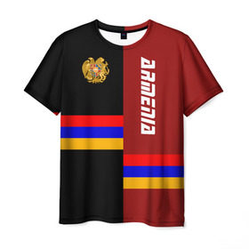 Мужская футболка 3D с принтом ARMENIA (Армения) в Тюмени, 100% полиэфир | прямой крой, круглый вырез горловины, длина до линии бедер | armenia | арменин | армения | армяне | армянин | армянка | армянский | ереван | кавказ | кавказец | республика | северный