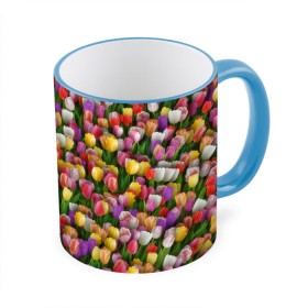 Кружка 3D с принтом Разноцветные тюльпаны в Тюмени, керамика | ёмкость 330 мл | 8 марта | tulip | белый | букет | желтый | зеленый | красный | паттерн | розовый | тюльпан | тюльпанчики | цветок | цветочки | цветы