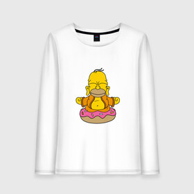 Женский лонгслив хлопок с принтом Гомерчик в Тюмени, 100% хлопок |  | donut | homer | simpsons | будда | гомер | пончик