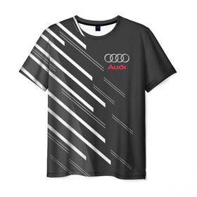 Мужская футболка 3D с принтом AUDI SPORT в Тюмени, 100% полиэфир | прямой крой, круглый вырез горловины, длина до линии бедер | auto | авто | ауди | машины