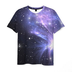 Мужская футболка 3D с принтом Сияние звёзд в Тюмени, 100% полиэфир | прямой крой, круглый вырез горловины, длина до линии бедер | Тематика изображения на принте: nebula | space | star | астрономия | вселенная | звезды | космический | космос | планеты