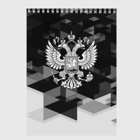 Скетчбук с принтом Russia Black&White Abstract в Тюмени, 100% бумага
 | 48 листов, плотность листов — 100 г/м2, плотность картонной обложки — 250 г/м2. Листы скреплены сверху удобной пружинной спиралью | russia | абстракция | арт | геометрия | герб | орел | патриот | патриотизм | российский | россия | символика | черно белый | я русский