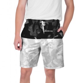 Мужские шорты 3D с принтом AMG SPORT в Тюмени,  полиэстер 100% | прямой крой, два кармана без застежек по бокам. Мягкая трикотажная резинка на поясе, внутри которой широкие завязки. Длина чуть выше колен | Тематика изображения на принте: 