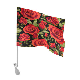 Флаг для автомобиля с принтом Великолепные розы в Тюмени, 100% полиэстер | Размер: 30*21 см | flower | pattern | spring | букет | весна | паттерн | праздник | розы | цветочный | цветы