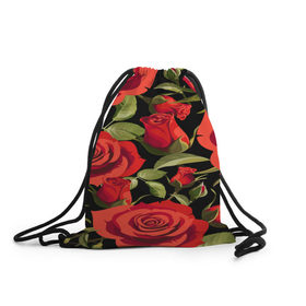 Рюкзак-мешок 3D с принтом Великолепные розы в Тюмени, 100% полиэстер | плотность ткани — 200 г/м2, размер — 35 х 45 см; лямки — толстые шнурки, застежка на шнуровке, без карманов и подкладки | Тематика изображения на принте: flower | pattern | spring | букет | весна | паттерн | праздник | розы | цветочный | цветы