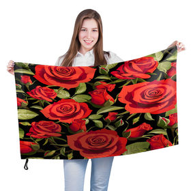 Флаг 3D с принтом Великолепные розы в Тюмени, 100% полиэстер | плотность ткани — 95 г/м2, размер — 67 х 109 см. Принт наносится с одной стороны | flower | pattern | spring | букет | весна | паттерн | праздник | розы | цветочный | цветы