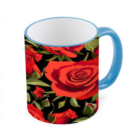 Кружка 3D с принтом Великолепные розы в Тюмени, керамика | ёмкость 330 мл | flower | pattern | spring | букет | весна | паттерн | праздник | розы | цветочный | цветы