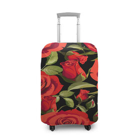Чехол для чемодана 3D с принтом Великолепные розы в Тюмени, 86% полиэфир, 14% спандекс | двустороннее нанесение принта, прорези для ручек и колес | Тематика изображения на принте: flower | pattern | spring | букет | весна | паттерн | праздник | розы | цветочный | цветы