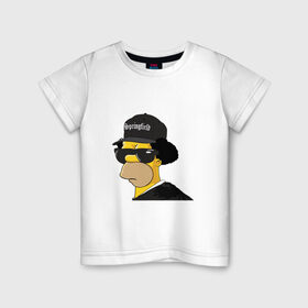 Детская футболка хлопок с принтом Springfield в Тюмени, 100% хлопок | круглый вырез горловины, полуприлегающий силуэт, длина до линии бедер | Тематика изображения на принте: compton | hip hop | ice cube | nwa | rap | simpsons | голос улиц | комптон | рэп | хип хоп
