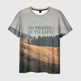 Мужская футболка 3D с принтом путешествия в Тюмени, 100% полиэфир | прямой крой, круглый вырез горловины, длина до линии бедер | Тематика изображения на принте: adventure | forest | hiking | nature | taiga | traveling | trees | trekking | лес | отдых | охота | приключения | природа | путешествия | свобода | тайга | туризм