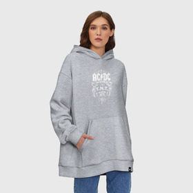 Худи SuperOversize хлопок с принтом AC/DC run for your life в Тюмени, 70% хлопок, 30% полиэстер, мягкий начес внутри | карман-кенгуру, эластичная резинка на манжетах и по нижней кромке, двухслойный капюшон
 | ac dc | acdc ас дс | асдс