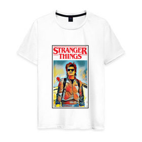 Мужская футболка хлопок с принтом Stranger Things в Тюмени, 100% хлопок | прямой крой, круглый вырез горловины, длина до линии бедер, слегка спущенное плечо. | stranger things | очень странные дела