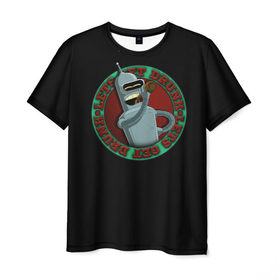 Мужская футболка 3D с принтом Let`s Get Drunk в Тюмени, 100% полиэфир | прямой крой, круглый вырез горловины, длина до линии бедер | bender rodriguez | fry | futurama | бендер | зойдберг | лила | родригез | фрай | футурама