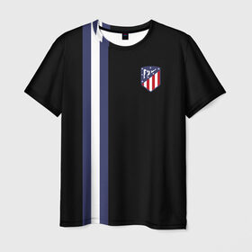 Мужская футболка 3D с принтом Атлетико Мадрид в Тюмени, 100% полиэфир | прямой крой, круглый вырез горловины, длина до линии бедер | атлетико мадрид | эмблема