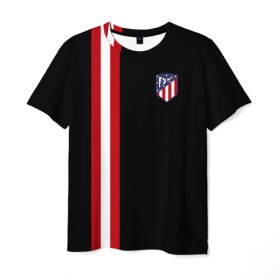 Мужская футболка 3D с принтом Atletico Madrid Line Edition в Тюмени, 100% полиэфир | прямой крой, круглый вырез горловины, длина до линии бедер | атлетико мадрид | эмблема