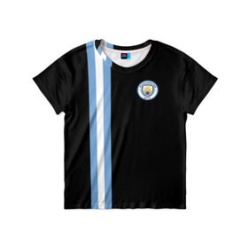 Детская футболка 3D с принтом Манчестер Сити в Тюмени, 100% гипоаллергенный полиэфир | прямой крой, круглый вырез горловины, длина до линии бедер, чуть спущенное плечо, ткань немного тянется | manchester city | манчестер сити