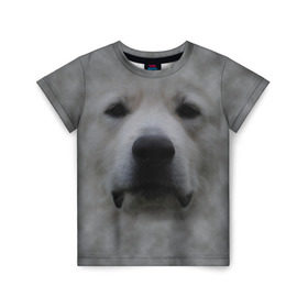 Детская футболка 3D с принтом Лабрадор в Тюмени, 100% гипоаллергенный полиэфир | прямой крой, круглый вырез горловины, длина до линии бедер, чуть спущенное плечо, ткань немного тянется | голова | животные | лабрадор | пес | природа | собака | собачка | щенок