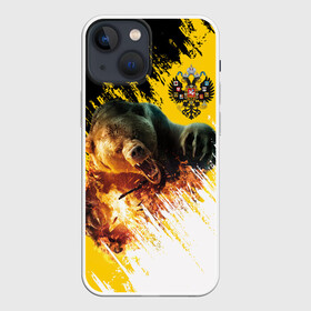 Чехол для iPhone 13 mini с принтом Имперский флаг и медведь в Тюмени,  |  | russian bear | герб | россия