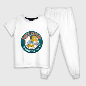 Детская пижама хлопок с принтом Таверна У Мо в Тюмени, 100% хлопок |  брюки и футболка прямого кроя, без карманов, на брюках мягкая резинка на поясе и по низу штанин
 | moe | simpsons