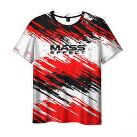 Мужская футболка 3D с принтом Mass Effect в Тюмени, 100% полиэфир | прямой крой, круглый вырез горловины, длина до линии бедер | n7 | shepard | галактика | жнец | космос | краска | краски | масс | нормандия | планета | шепард | эффект