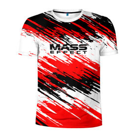 Мужская футболка 3D спортивная с принтом Mass Effect в Тюмени, 100% полиэстер с улучшенными характеристиками | приталенный силуэт, круглая горловина, широкие плечи, сужается к линии бедра | n7 | shepard | галактика | жнец | космос | краска | краски | масс | нормандия | планета | шепард | эффект