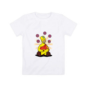 Детская футболка хлопок с принтом Homer Relax в Тюмени, 100% хлопок | круглый вырез горловины, полуприлегающий силуэт, длина до линии бедер | simpsons | аватар | буддизм | гомер
