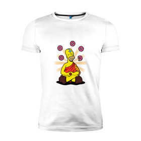 Мужская футболка премиум с принтом Homer Relax в Тюмени, 92% хлопок, 8% лайкра | приталенный силуэт, круглый вырез ворота, длина до линии бедра, короткий рукав | Тематика изображения на принте: simpsons | аватар | буддизм | гомер