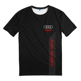 Мужская футболка 3D с принтом AUDI SPORT в Тюмени, 100% полиэфир | прямой крой, круглый вырез горловины, длина до линии бедер | audi | auto | sport | авто | автомобиль | автомобильные | ауди | бренд | марка | машины | спорт
