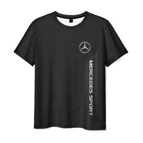 Мужская футболка 3D с принтом MERCEDES BENZ SPORT в Тюмени, 100% полиэфир | прямой крой, круглый вырез горловины, длина до линии бедер | amg | auto | mercedes | авто | автомобиль | автомобильные | бренд | марка | машины | мерседес