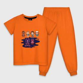 Детская пижама хлопок с принтом очень странные дела в Тюмени, 100% хлопок |  брюки и футболка прямого кроя, без карманов, на брюках мягкая резинка на поясе и по низу штанин
 | Тематика изображения на принте: stranger things