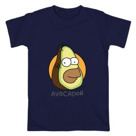 Мужская футболка хлопок с принтом Avocadoh в Тюмени, 100% хлопок | прямой крой, круглый вырез горловины, длина до линии бедер, слегка спущенное плечо. | Тематика изображения на принте: doh | homer | simpsons | авокадо | гомер