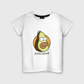 Детская футболка хлопок с принтом Avocadoh в Тюмени, 100% хлопок | круглый вырез горловины, полуприлегающий силуэт, длина до линии бедер | Тематика изображения на принте: doh | homer | simpsons | авокадо | гомер