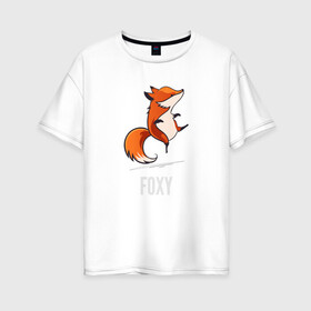 Женская футболка хлопок Oversize с принтом Лиса в Тюмени, 100% хлопок | свободный крой, круглый ворот, спущенный рукав, длина до линии бедер
 | fox | foxy | лис | лиса | лисица | лисичка | лисы | с лисой | танцующая | фокс