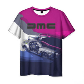 Мужская футболка 3D с принтом DeLorean в Тюмени, 100% полиэфир | прямой крой, круглый вырез горловины, длина до линии бедер | back to the future | dmc | браун | делореан | делориан | дилориан | док | дэлореан | макфлай | марти | машина времени | эммет