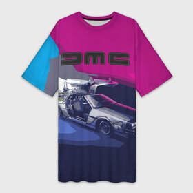 Платье-футболка 3D с принтом DeLorean в Тюмени,  |  | back to the future | dmc | браун | делореан | делориан | дилориан | док | дэлореан | макфлай | марти | машина времени | эммет