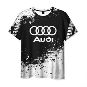 Мужская футболка 3D с принтом Audi abstract sport в Тюмени, 100% полиэфир | прямой крой, круглый вырез горловины, длина до линии бедер | ауди | кольца | лого | машина