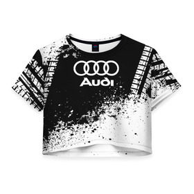 Женская футболка 3D укороченная с принтом Audi abstract sport в Тюмени, 100% полиэстер | круглая горловина, длина футболки до линии талии, рукава с отворотами | ауди | кольца | лого | машина